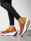 Brown Leopard Printed Thick Sole Sneakers: Stylish and Waterproof Comfort