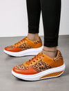 Brown Leopard Printed Thick Sole Sneakers: Stylish and Waterproof Comfort