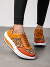 Brown Leopard Printed Thick Sole Sneakers: Stylish and Waterproof Comfort