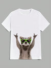 Retro Cool: Men's Summer Raccoon Print Short Sleeve T-Shirt