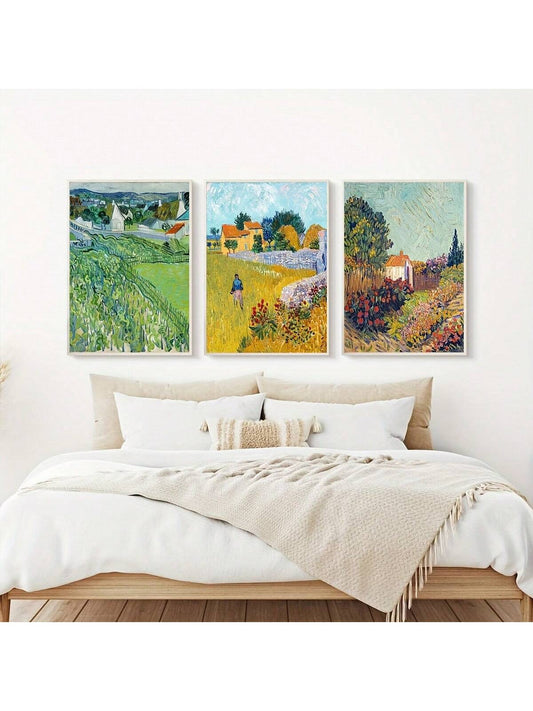 Vintage Van Gogh Canvas Poster Trio: Summer Wall Art Decor Collection