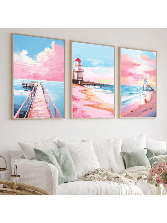 Experience the perfect blend of boho and coastal style with our 3pc beachy poster set. Elevate your apartment decor with these preppy designs that will transport you to a serene coastal getaway. Made with high-quality materials, these posters are a must-have for any bohemian enthusiast.