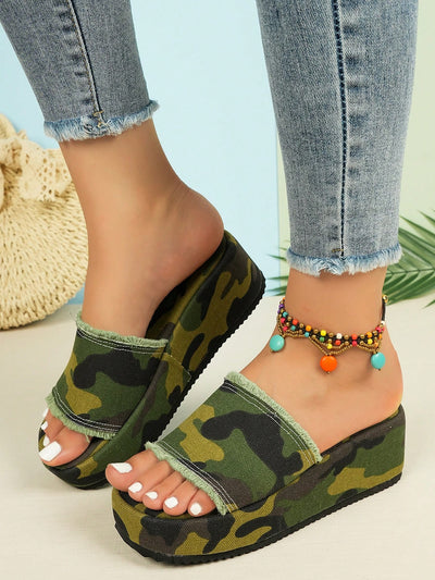 Women's Trendy Camouflage Wedge Sandals: Perfect for Outdoor Adventures and Vacation