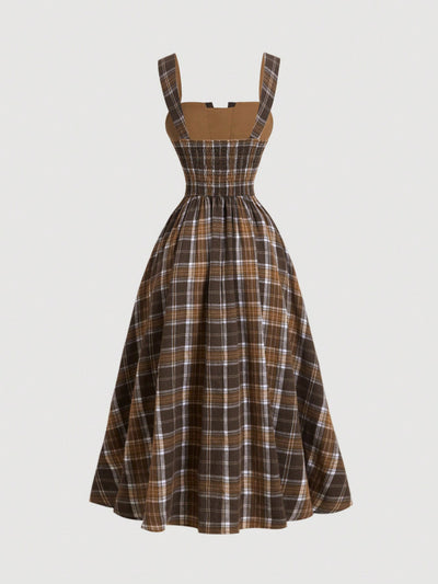 Vintage Chic Plaid Slip Dress – Perfect for Fall & Halloween