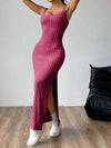 Chic and Elegant Solid Color Backless Split-Thigh Sleeveless Dress