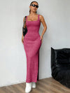 Chic and Elegant Solid Color Backless Split-Thigh Sleeveless Dress