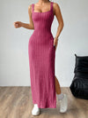 Chic and Elegant Solid Color Backless Split-Thigh Sleeveless Dress