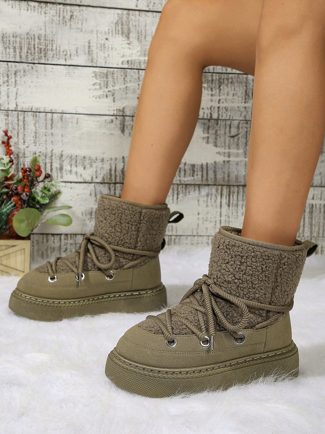 Stay stylish and cozy all winter long with our Warm Lace-Up Snow Boots. These boots are designed to keep your feet warm and secure with their lace-up feature, making them perfect for any snowy day. Don't sacrifice fashion for comfort, stay warm and trendy with our snow boots.