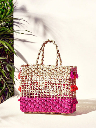 Radiate Boho Chic with the Women's Fringe Woven Handbag