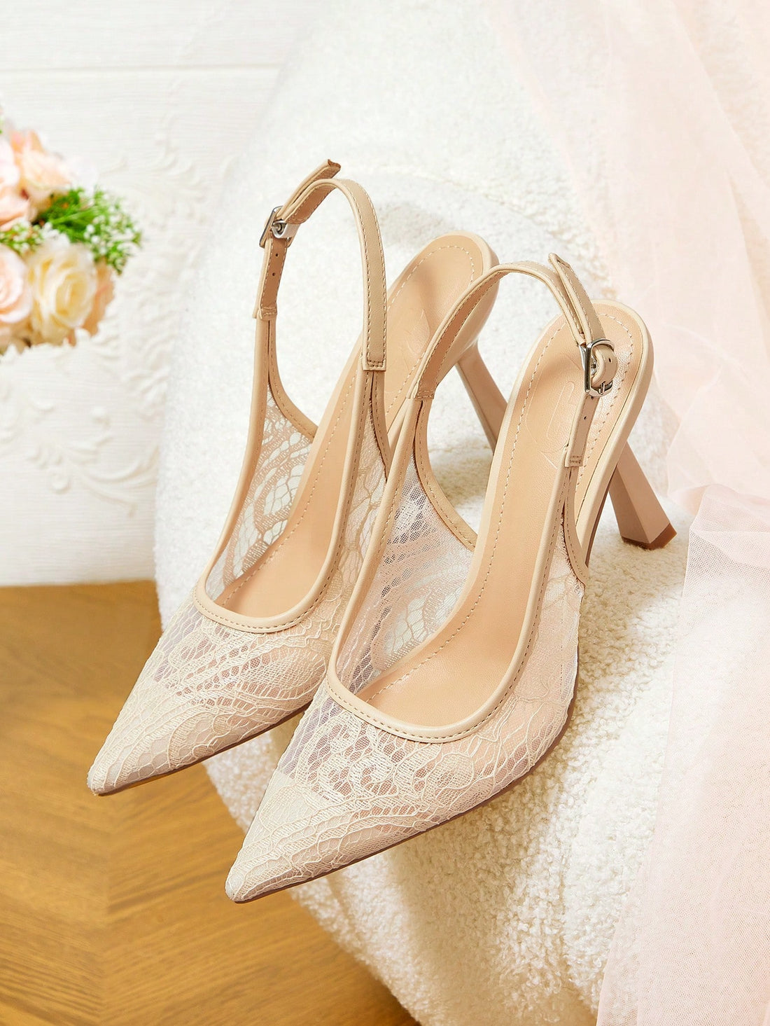 Step into style with our Elegant Apricot Lace High-Heeled Pumps! Perfect for any occasion - from weddings to parties to holiday celebrations. These elegant pumps will elevate your outfit with a touch of lace. Make a statement and stay comfortable all night long.