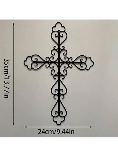 Modern Black Metal Cross Wall Décor - Stylish Accent for Living Room, Kitchen, and Home