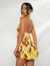 Radiate Elegance with Chevron Cross Halter Backless Dress