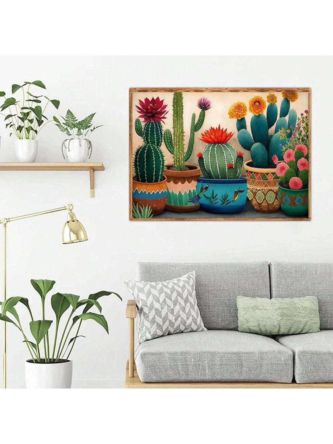 Add a touch of greenery to your home decor with our minimalist cactus painting. Featuring a simple and elegant design, this painting will bring a fresh and natural feel to any room. Made with high-quality materials, it is a durable and stylish addition to your home.