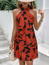 Floral Elegance: Women's Sleeveless Halter Neck Dress