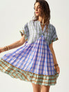 Bohemian Vibes: Multi-Colored Plaid Patchwork Vacation Dress for Effortless Style