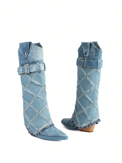 Trendy Tie-Dye Plaid Mid-Calf Boots: A Stylish Everyday Essential