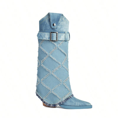 Trendy Tie-Dye Plaid Mid-Calf Boots: A Stylish Everyday Essential