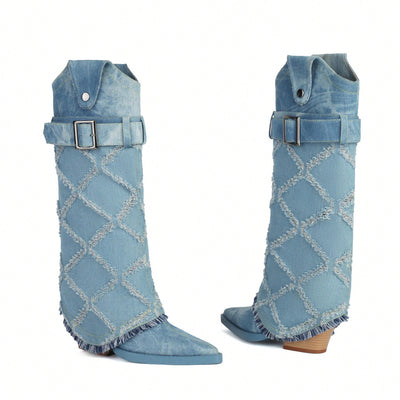 Trendy Tie-Dye Plaid Mid-Calf Boots: A Stylish Everyday Essential