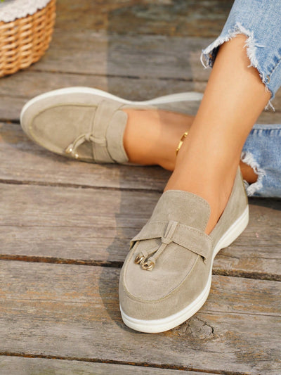 Chic Metal Ring Decorated Penny Loafers: Elevate Your Casual Style