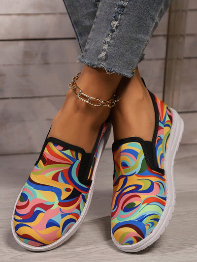 Summer 2024 New Arrival: Trendy Slip-On Printed Women's Flat Shoes - Lightweight and Comfortable Casual Shoes