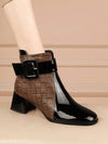 Chic and Cozy: Color Block Square Toe Ankle Boots for Fall/Winter