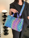 Shimmering Elegance: Holographic Quilted Top Handle Bag