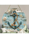 Coastal Charm: 8-Inch Sailing Anchor Wooden Wreath Plaque for Beach-Inspired Decor