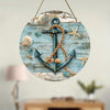 Coastal Charm: 8-Inch Sailing Anchor Wooden Wreath Plaque for Beach-Inspired Decor