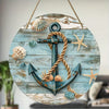 Coastal Charm: 8-Inch Sailing Anchor Wooden Wreath Plaque for Beach-Inspired Decor