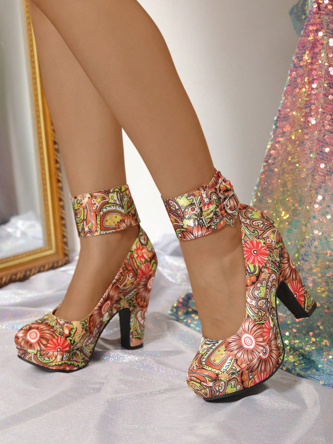 As an expert in the fashion industry, I present to you our Chic Oversized Platform Heels! These stylish high heel dress shoes are the perfect addition to any outfit, adding a touch of elegance and height. With their oversized platform design, they provide both comfort and style for any occasion. Step out in confidence with our Chic Oversized Platform Heels.