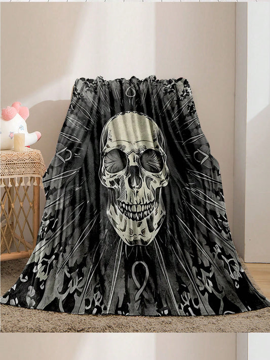 Stay Cozy and Spooky with our Stylish Halloween Skeleton Throw Blanket