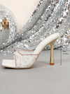 Sparkling Elegance: Rhinestone-Embellished High Heel Sandals for Women