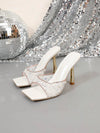 Sparkling Elegance: Rhinestone-Embellished High Heel Sandals for Women