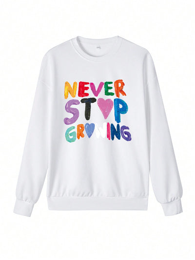 Chic & Casual: Colorful Letter Print Long Sleeve Sweatshirt for Autumn