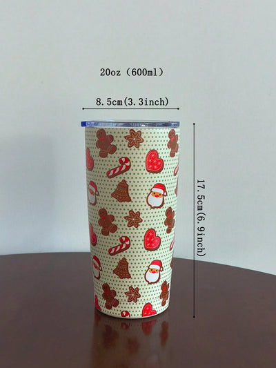 Polka Dot Christmas Insulated Tumbler: Santa Claus & Gingerbread Man Holiday Gift