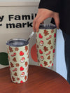 Polka Dot Christmas Insulated Tumbler: Santa Claus & Gingerbread Man Holiday Gift