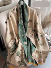 Chic Floral Jacquard Knit Shawl Scarf - Cozy Cashmere Feel for Autumn & Winter