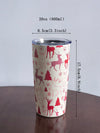 Festive Reindeer & Christmas Tree Insulated Tumbler - 20oz Travel Mug for Holiday Cheer