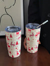 Festive Reindeer & Christmas Tree Insulated Tumbler - 20oz Travel Mug for Holiday Cheer