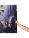 Enchanting Purple Butterfly & Floral Shower Curtain Set - 3D Visual Effect with Matching Bathroom Mat & Hooks