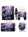 Enchanting Purple Butterfly & Floral Shower Curtain Set - 3D Visual Effect with Matching Bathroom Mat & Hooks