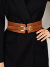 Trendy Stretchy Faux PU Adjustable Buckle Waist Belt for Casual Streetwear