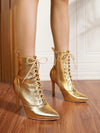 Sultry Lace-Up Stiletto Ankle Boots: Elevate Your Style with Versatile Side-Zipper Short Boots