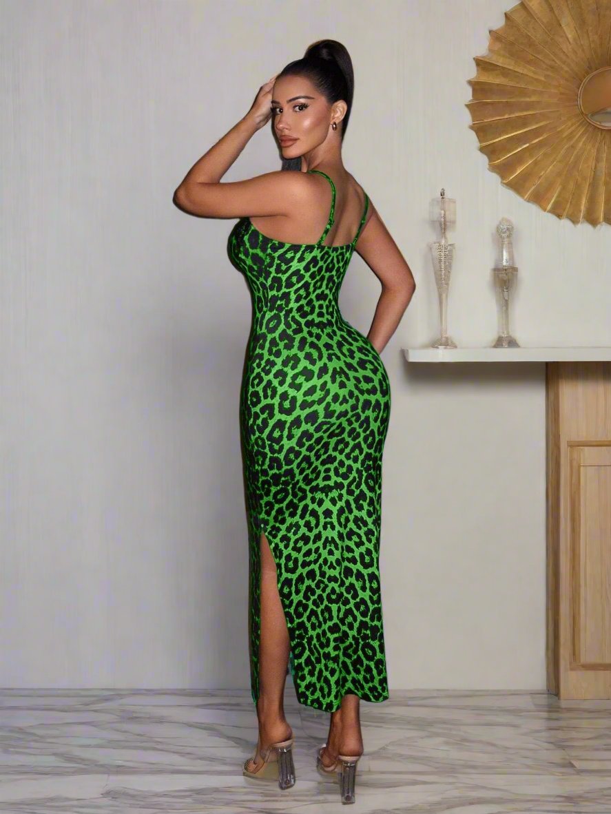 Enhance your summer getaway wardrobe with the Leopard Lace Hem Bodycon Cami Dress. Made with a flattering bodycon fit and a chic leopard print design, this dress is perfect for showing off your curves while still staying on-trend. The delicate lace hem adds a touch of elegance and femininity to this must-have summer staple.