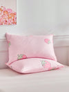 Strawberry Fields Forever: 3-Piece Children Bedding Set in Pink Polyester Reversible Design