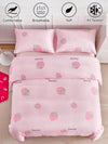 Strawberry Fields Forever: 3-Piece Children Bedding Set in Pink Polyester Reversible Design