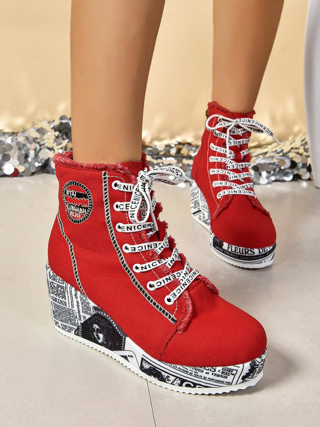 Stay warm and stylish this winter with our Graffiti Embroidered Winter Wedge Boots. Featuring beautiful embroidered designs and a comfortable wedge heel, these boots will keep you warm and fashionable. Don't sacrifice style for warmth, get the best of both worlds with our boots.