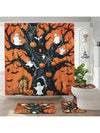 Vintage Pumpkin Ghost Tree Halloween Bathroom Set - Shower Curtain, Rug, Bath Mat & More!