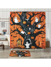 Vintage Pumpkin Ghost Tree Halloween Bathroom Set - Shower Curtain, Rug, Bath Mat & More!