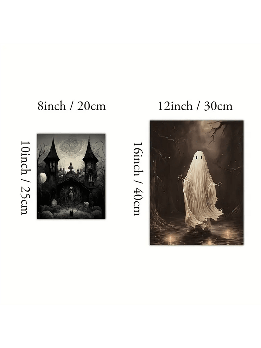 Transform your living space into a spooky paradise with our Frightful Delight: Haunted House Canvas Poster Set. Perfect for Halloween, these high-quality posters will add a touch of horror to your bedroom or living room. Expertly crafted and designed to give you shivers, this set will make your Halloween decor truly unforgettable.